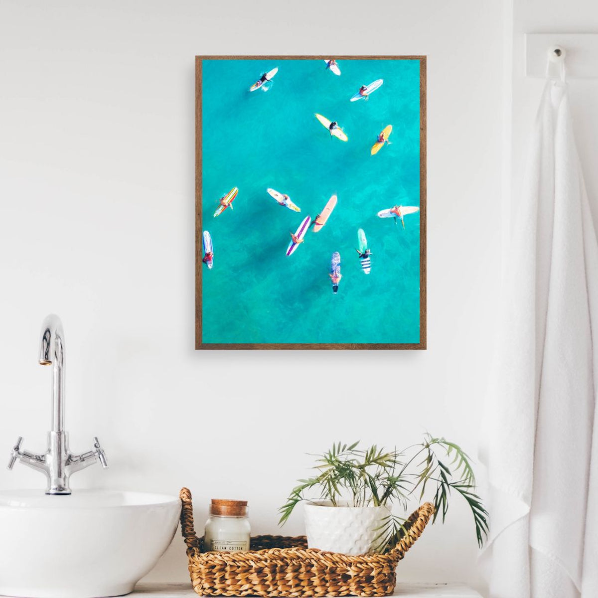 Aerial Surfers Print — Coastal Wall Art Digital Download