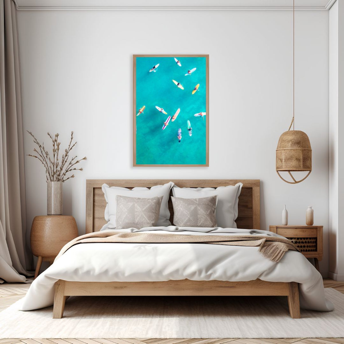 Aerial Surfers Print — Coastal Wall Art Digital Download