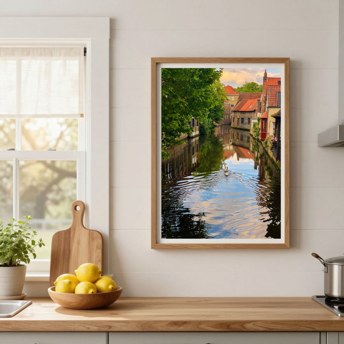 Swans of Bruges — Belgian Canal Fine Art Photography Print Digital Download