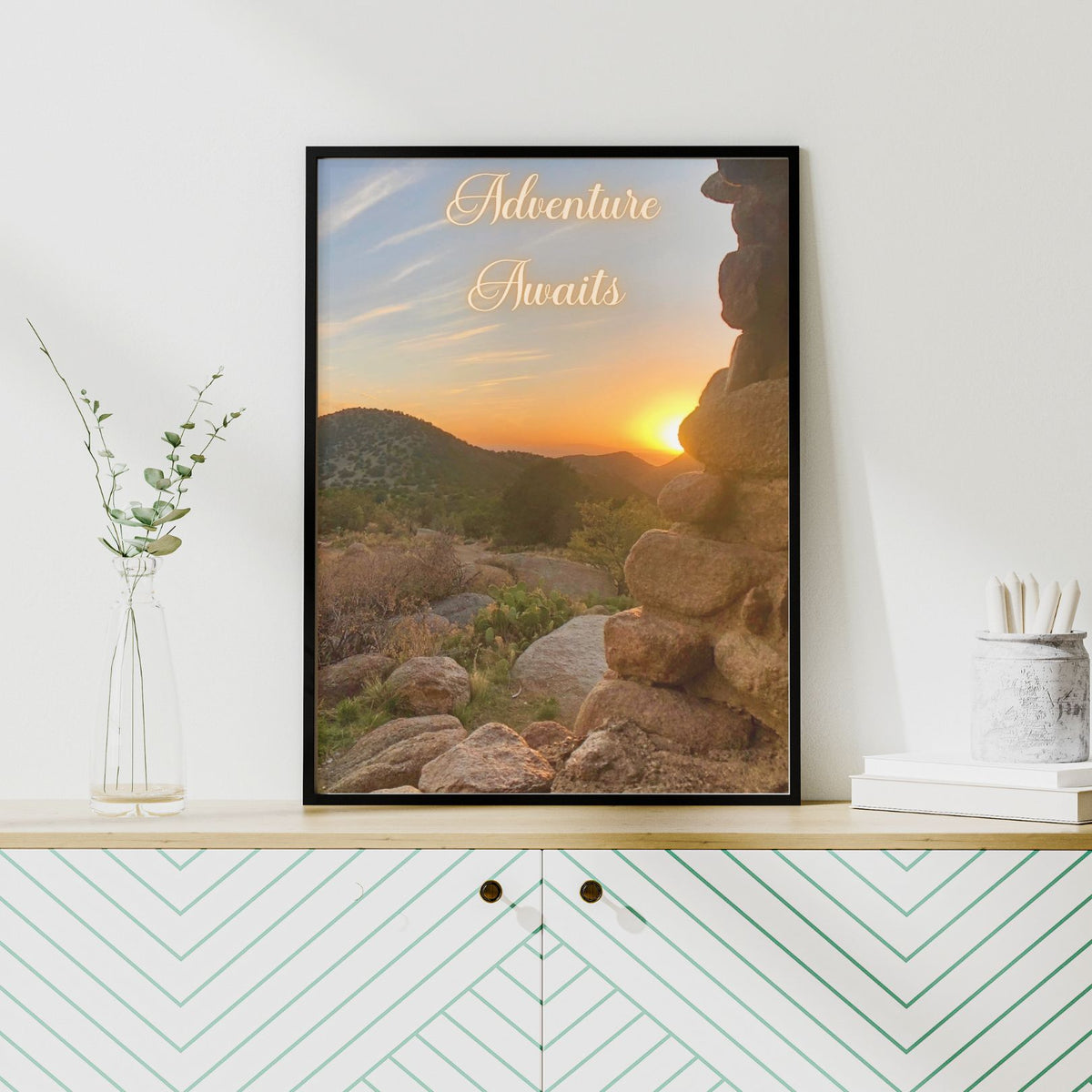 Adventure Awaits — Sunset Landscape Art Print