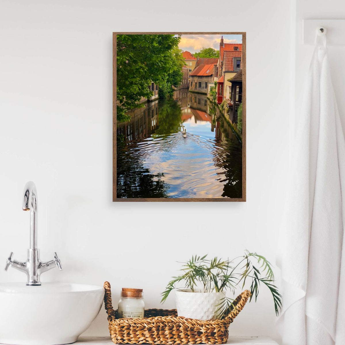 Swans of Bruges — Belgian Canal Fine Art Photography Print Digital Download