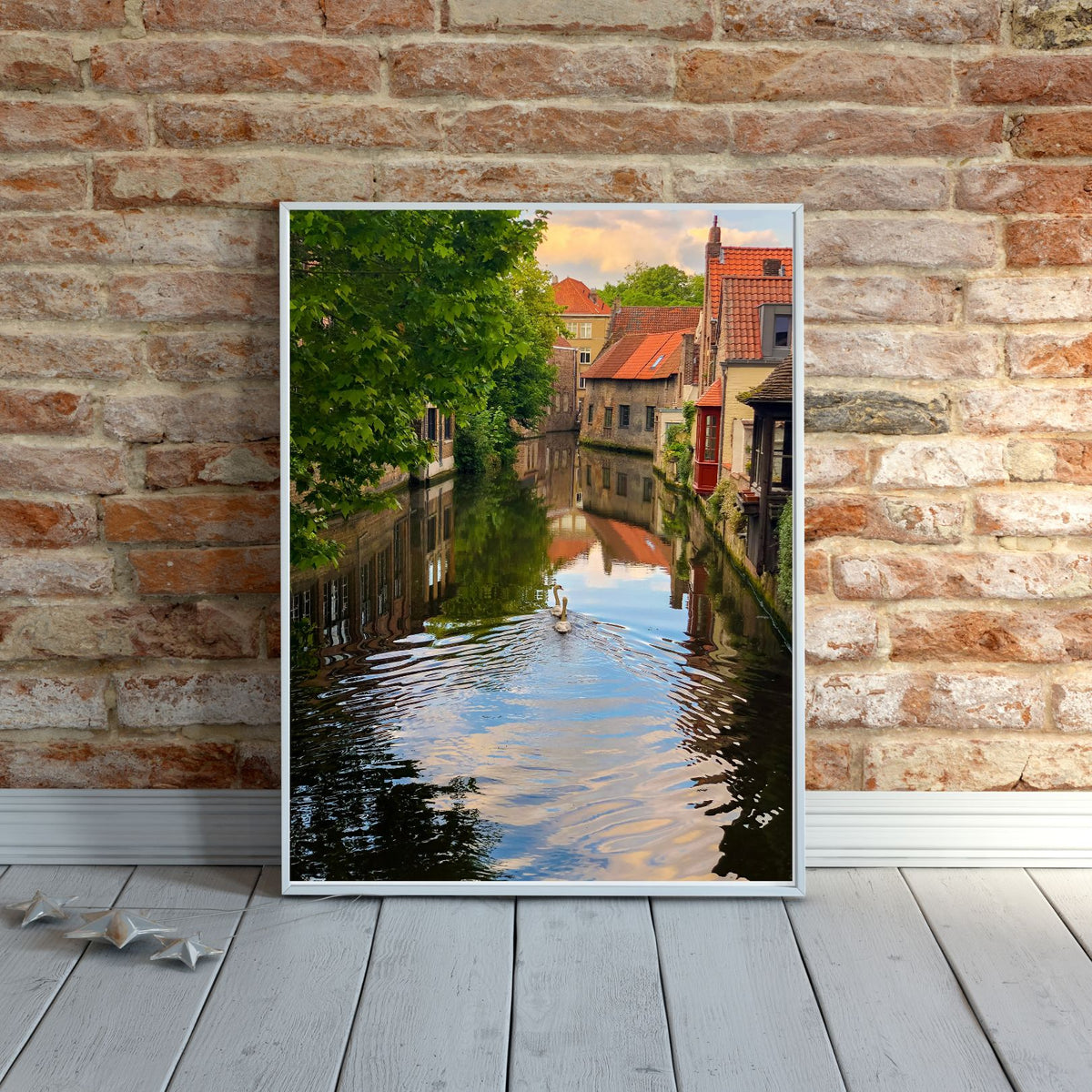 Swans of Bruges — Belgian Canal Fine Art Photography Print Digital Download