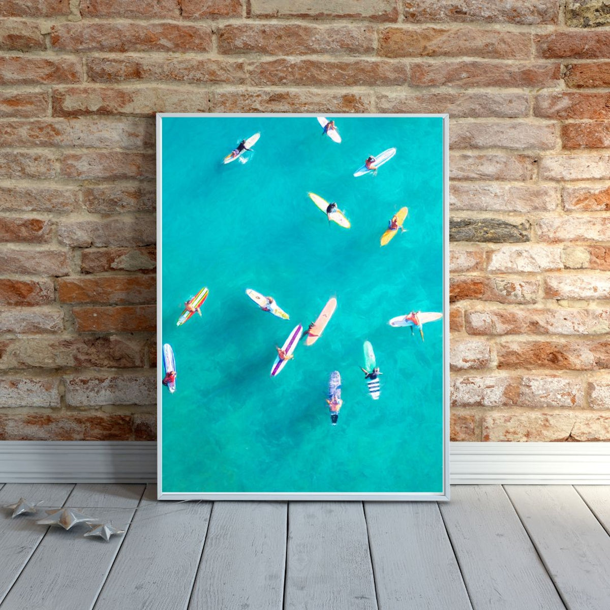 Aerial Surfers Print — Coastal Wall Art Digital Download