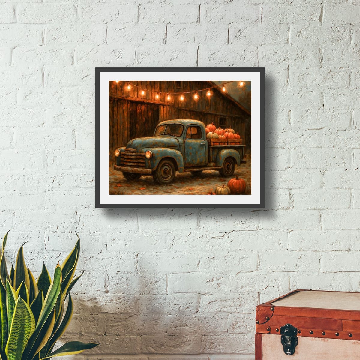Harvest Pumpkin Truck — Vintage Farmhouse Fall Art Print Digital Download