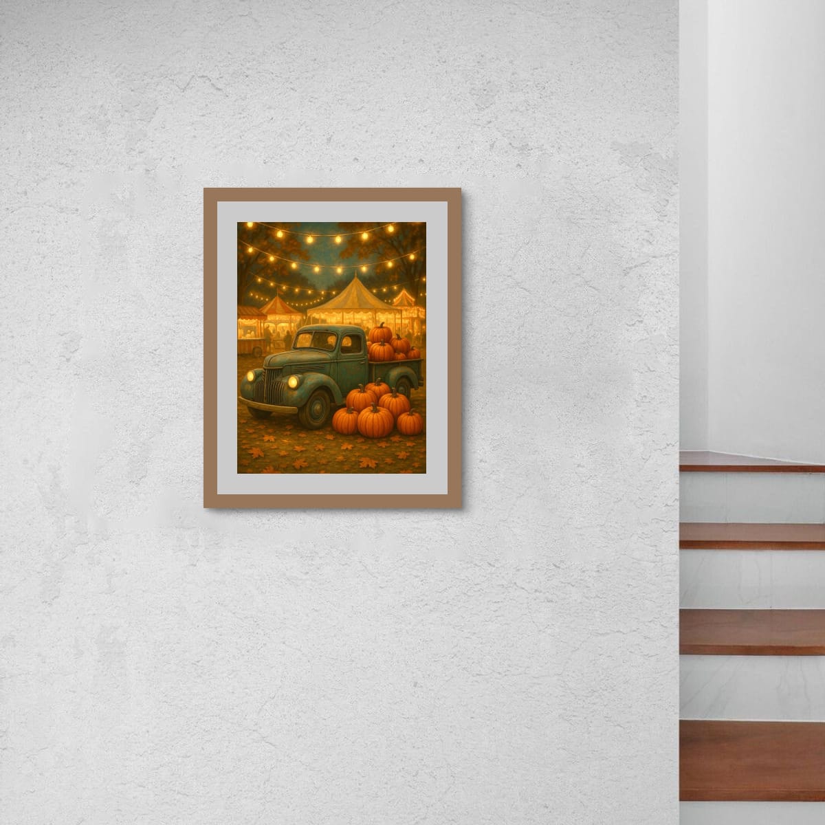 Pumpkin Festival Night — Vintage Truck Fall Art Print Digital Download