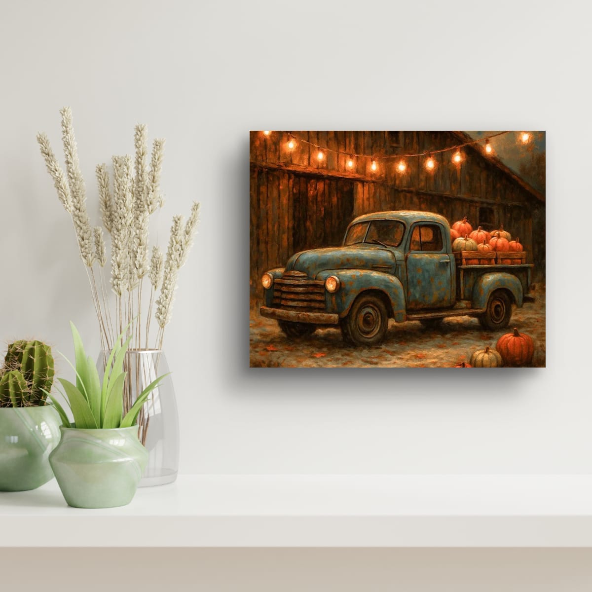 Harvest Pumpkin Truck — Vintage Farmhouse Fall Art Print Digital Download