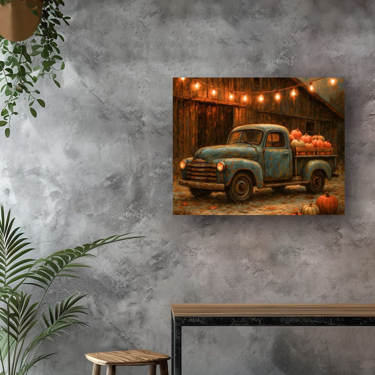 Harvest Pumpkin Truck — Vintage Farmhouse Fall Art Print Digital Download