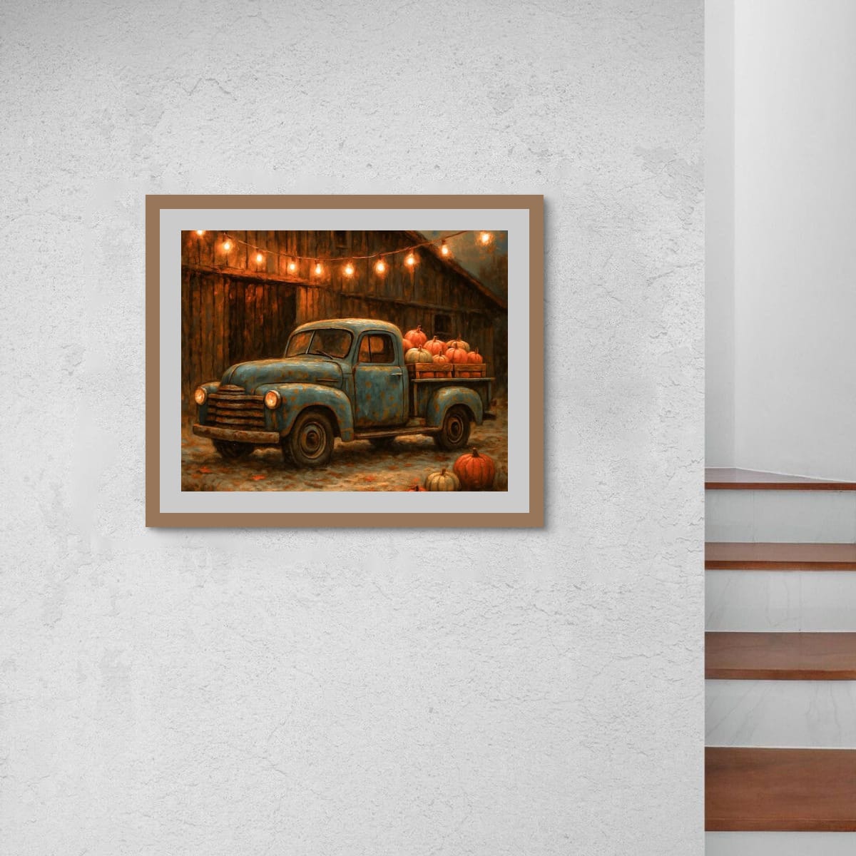 Harvest Pumpkin Truck — Vintage Farmhouse Fall Art Print Digital Download
