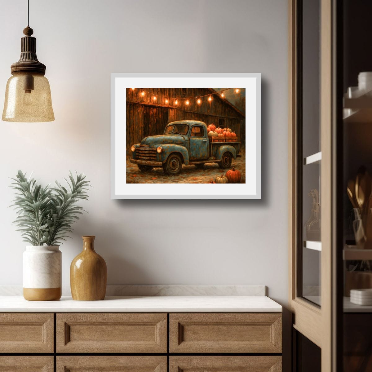 Harvest Pumpkin Truck — Vintage Farmhouse Fall Art Print Digital Download