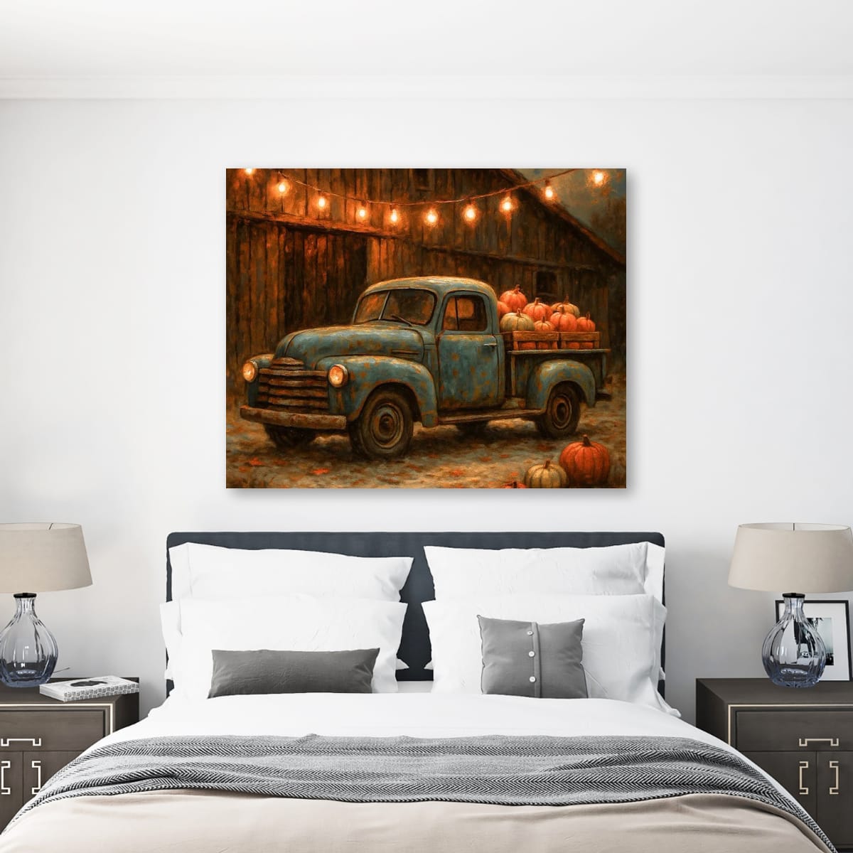 Harvest Pumpkin Truck — Vintage Farmhouse Fall Art Print Digital Download