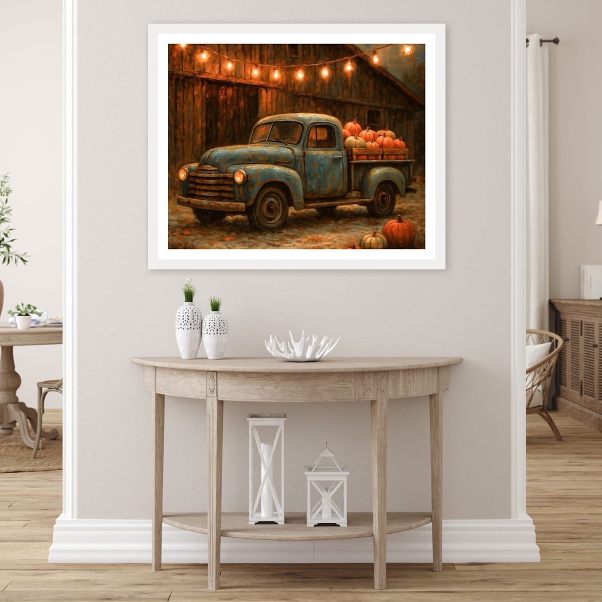 Harvest Pumpkin Truck — Vintage Farmhouse Fall Art Print Digital Download