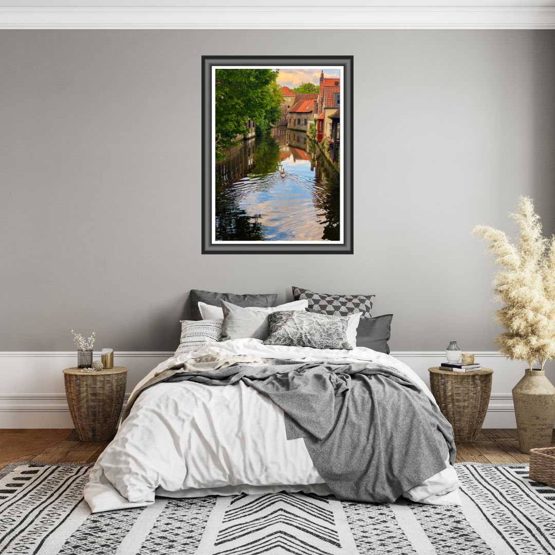 Swans of Bruges — Belgian Canal Fine Art Photography Print Digital Download