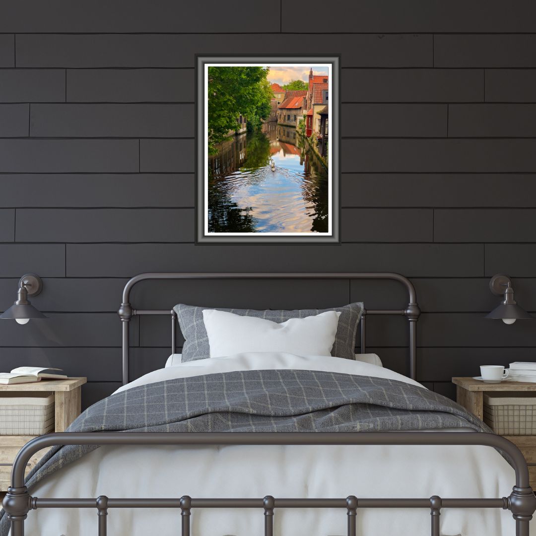 Swans of Bruges — Belgian Canal Fine Art Photography Print Digital Download