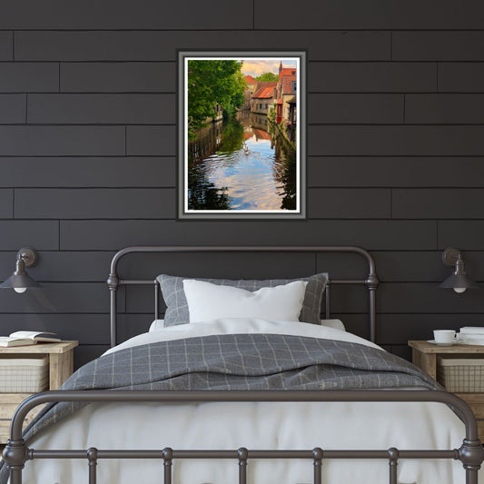 Swans of Bruges — Belgian Canal Fine Art Photography Print Digital Download
