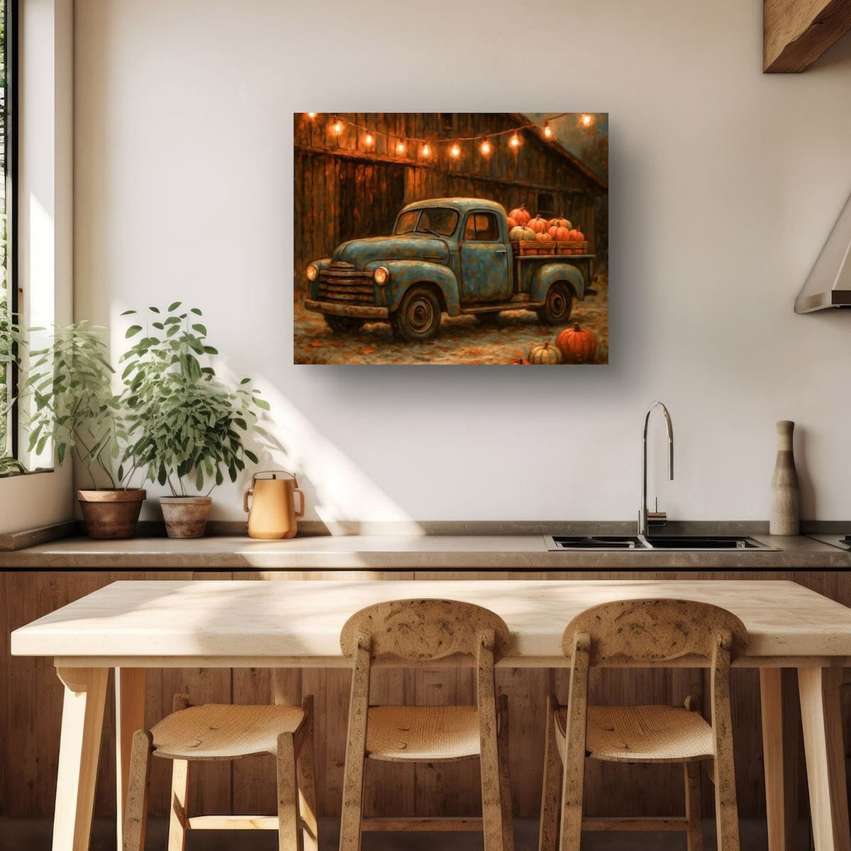 Harvest Pumpkin Truck — Vintage Farmhouse Fall Art Print Digital Download