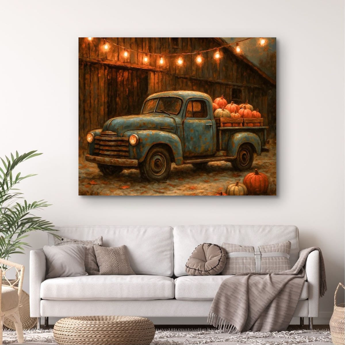 Harvest Pumpkin Truck — Vintage Farmhouse Fall Art Print Digital Download