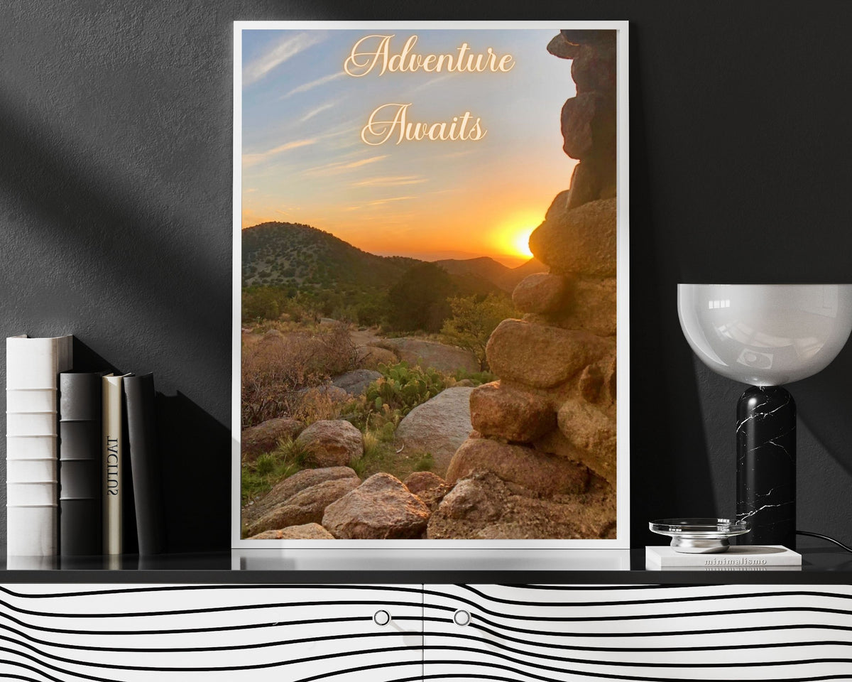 Adventure Awaits — Sunset Landscape Art Print