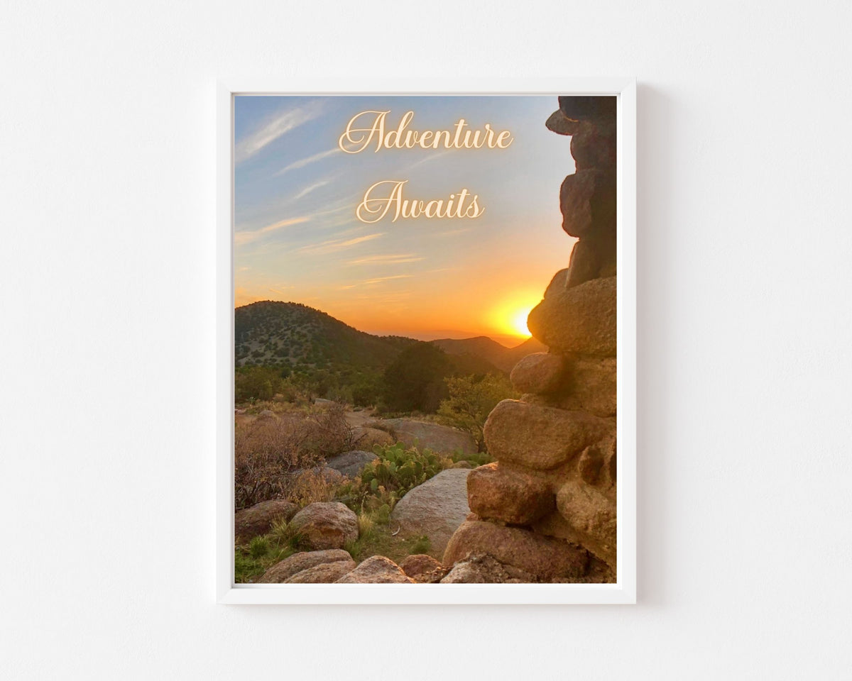 Adventure Awaits — Sunset Landscape Art Print