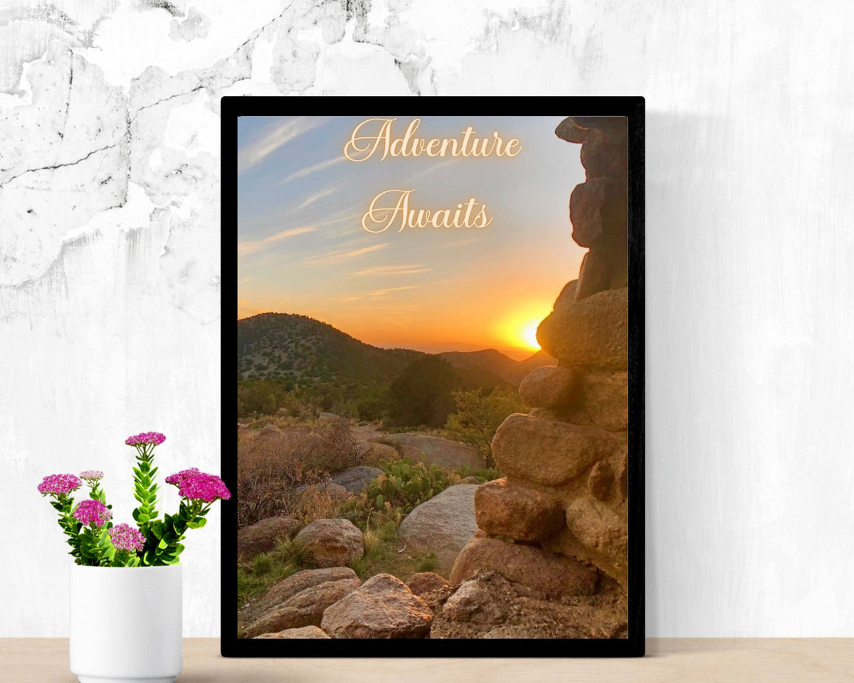 Adventure Awaits — Sunset Landscape Art Print