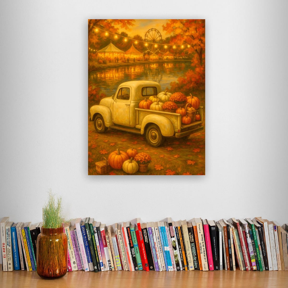 Lakeside Harvest Fair — Vintage Cream Truck Fall Art Print Digital Download