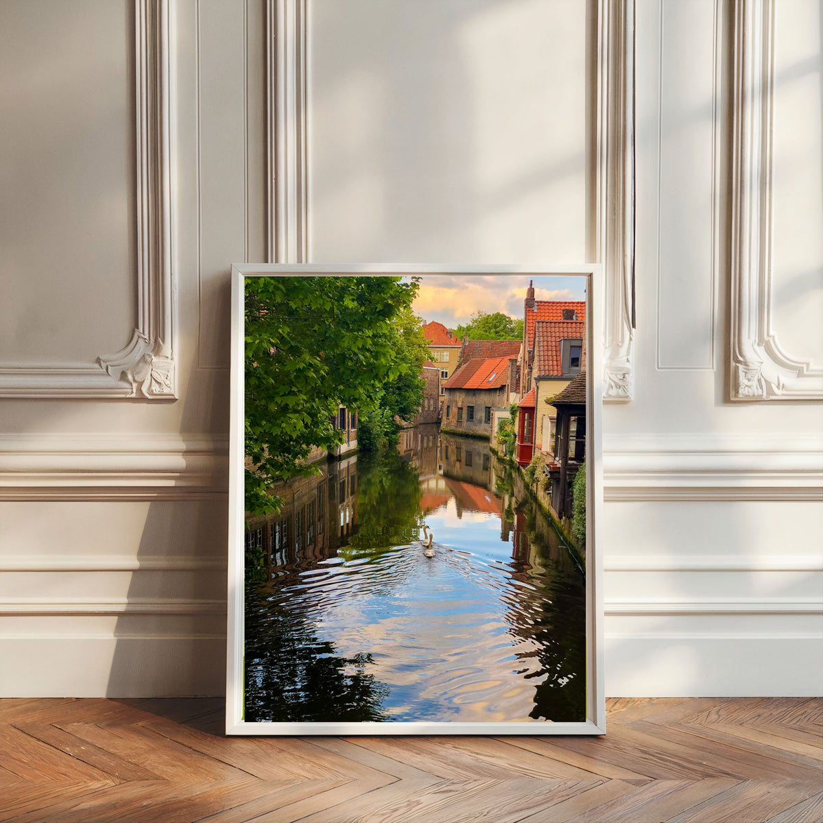 Swans of Bruges — Belgian Canal Fine Art Photography Print Digital Download