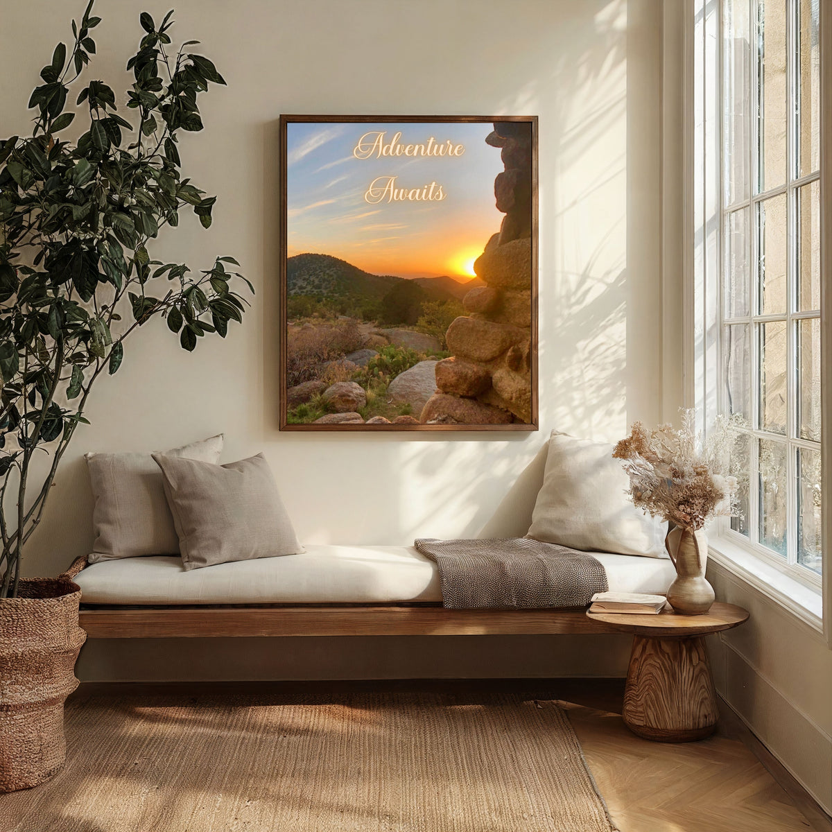 Adventure Awaits — Sunset Landscape Art Print