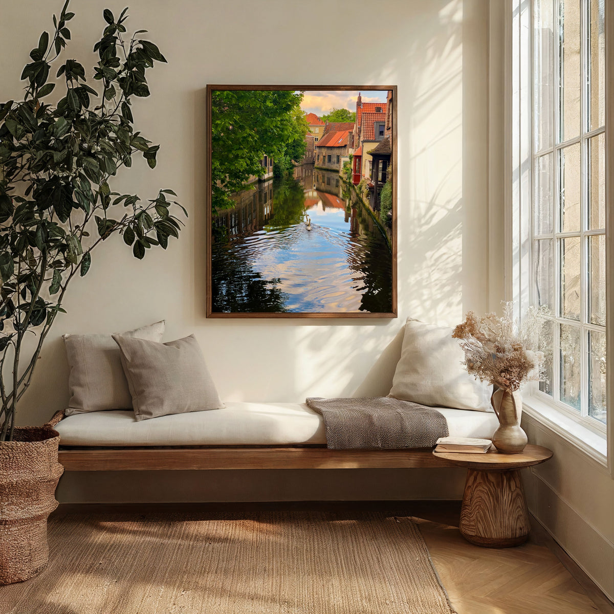 Swans of Bruges — Belgian Canal Fine Art Photography Print Digital Download