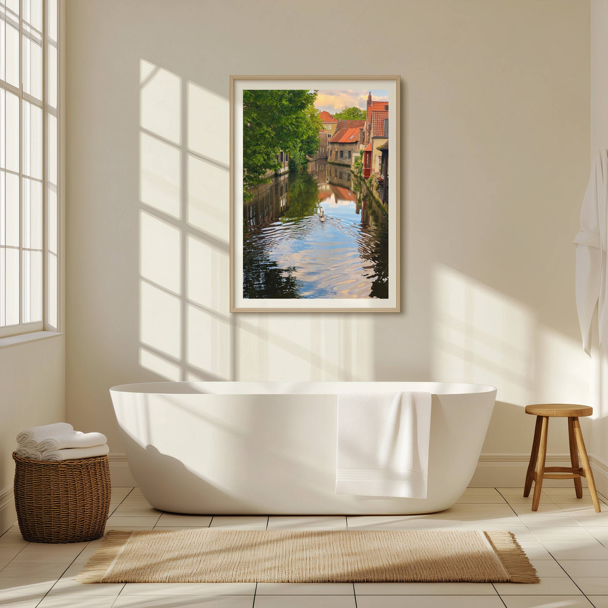 Swans of Bruges — Belgian Canal Fine Art Photography Print Digital Download