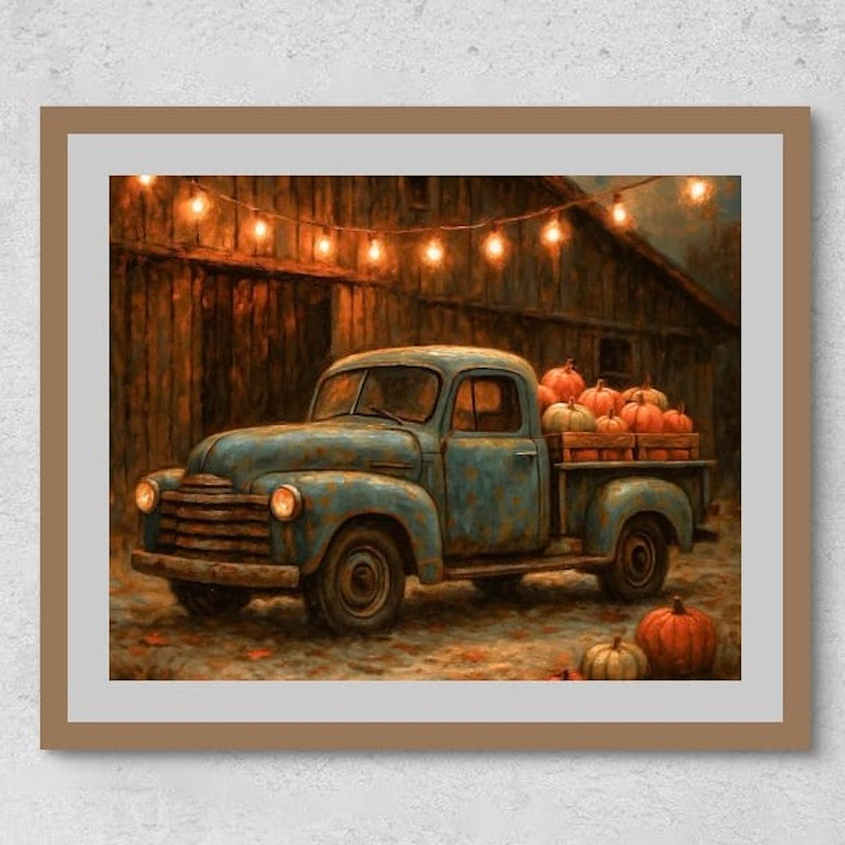 Harvest Pumpkin Truck — Vintage Farmhouse Fall Art Print Digital Download